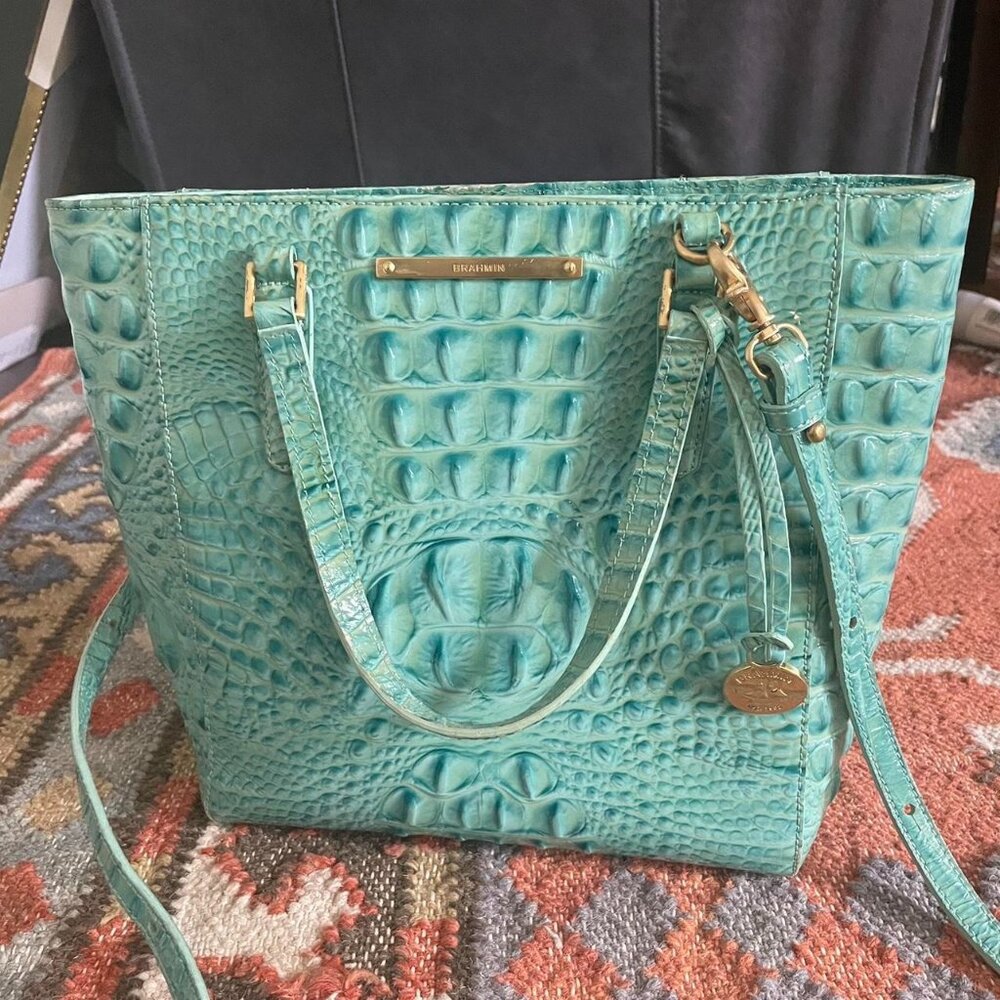 Brahmin medium turquoise Anytime tote
